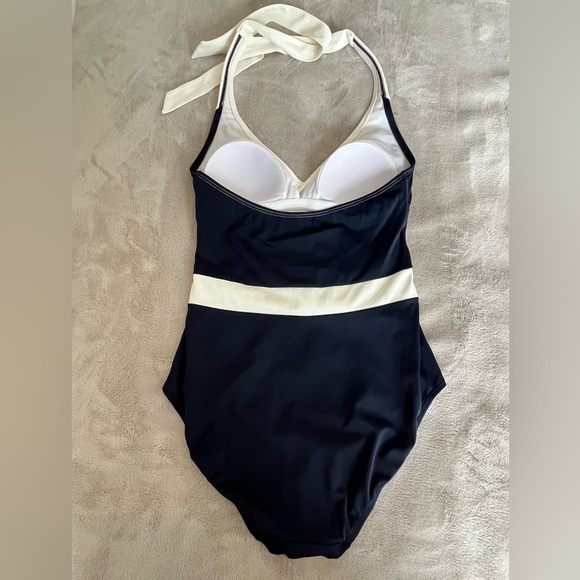 Boden Kefalonia Halterneck Swimsuit Dark Navy White NWOT Size 6 - Picture 8 of 11